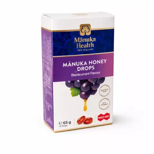 Cukierki z Miodem Manuka MGO™ 400 i witaminą C o smaku czarnej porzeczki Manuka Health