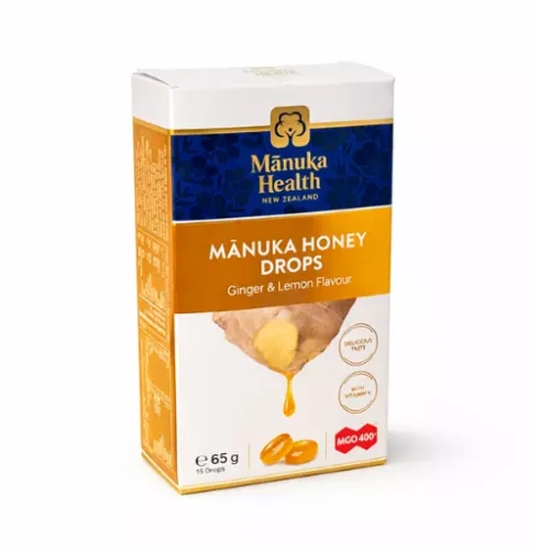 Cukierki z Miodem Manuka MGO™ 400 i witaminą C o smaku imbirowo-cytrynowym Manuka Health