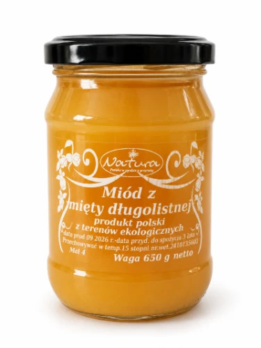 Miód z mięty długolistnej 650g Pasieka Natura 